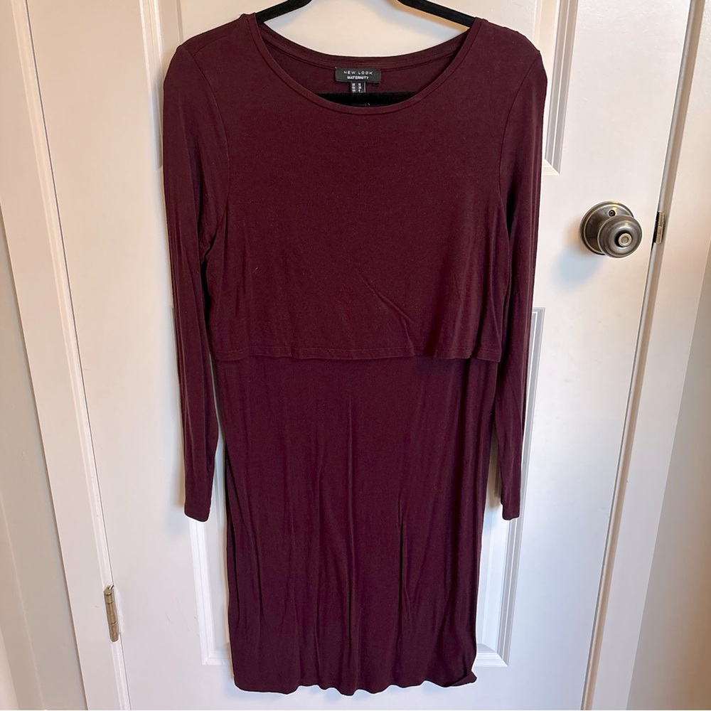New Look Maternity Burgundy Nursing Dress - Size US 6